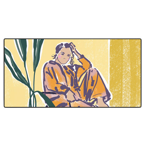 DESIGN dannick Woman wearing yellow pajamas Desk Mat