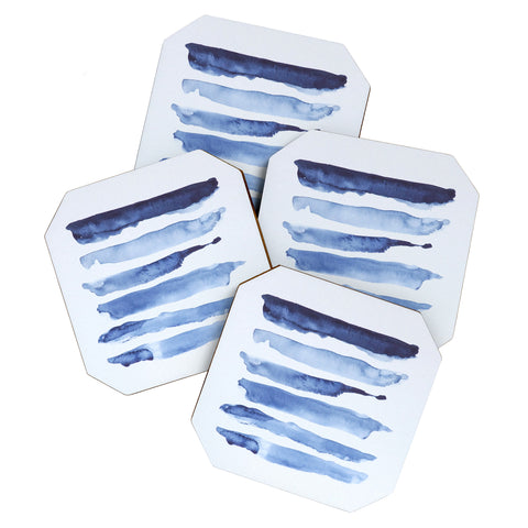 Devin Slatas INDIGO STRIPES Coaster Set