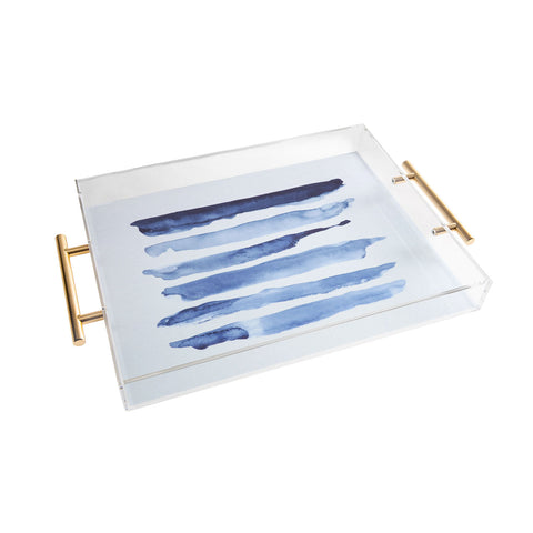 Devin Slatas INDIGO STRIPES Acrylic Tray