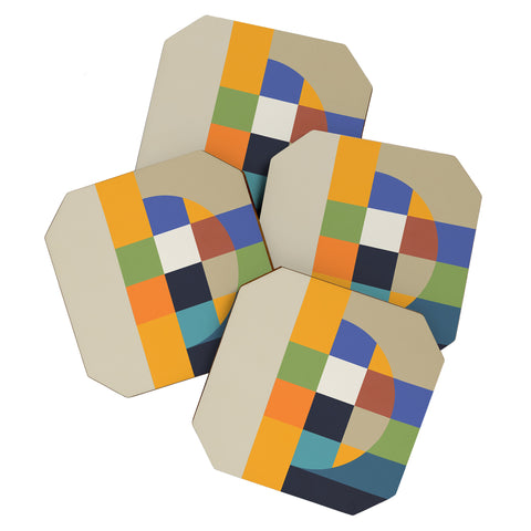 Dominique Vari Words Bauhaus Abstract Eclipse Coaster Set