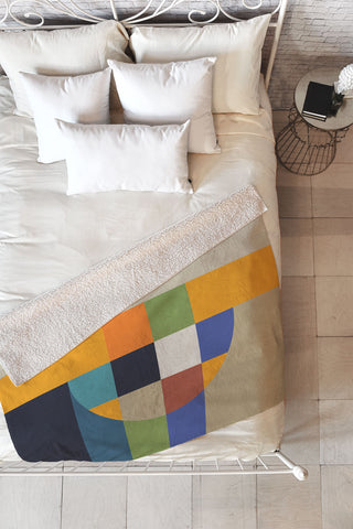 Dominique Vari Words Bauhaus Abstract Eclipse Fleece Throw Blanket