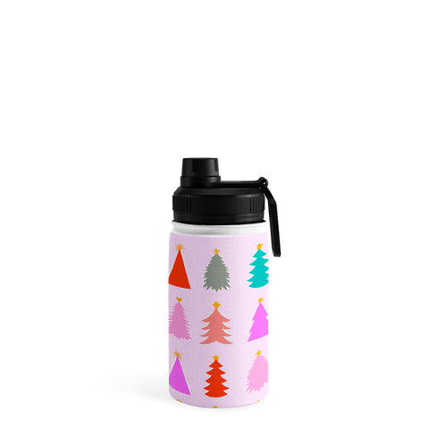Dominique Vari Words Christmas Tree Pattern on Pink Water Bottle