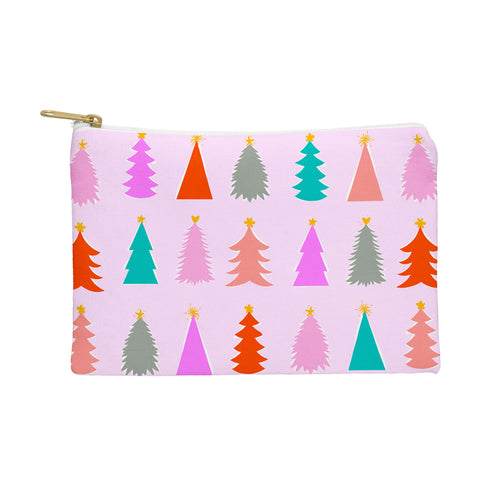 Dominique Vari Words Christmas Tree Pattern on Pink Pouch