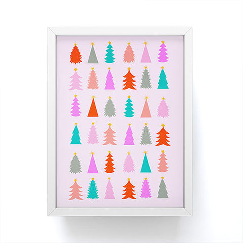 Dominique Vari Words Christmas Tree Pattern on Pink Framed Mini Art Print