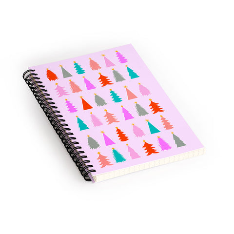 Dominique Vari Words Christmas Tree Pattern on Pink Spiral Notebook