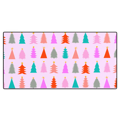 Dominique Vari Words Christmas Tree Pattern on Pink Desk Mat