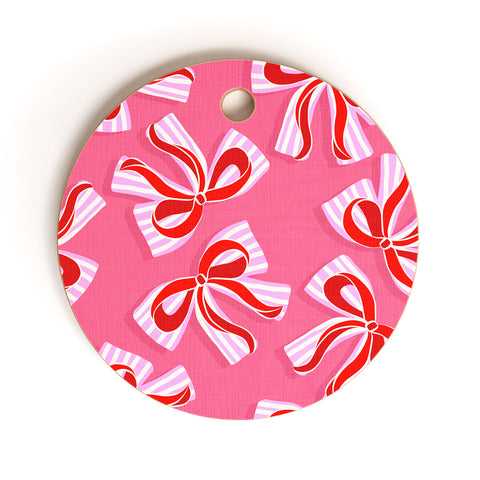 Dominique Vari Words Ditsy Kitsch Ribbons and bows Cutting Board Round
