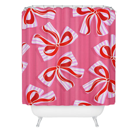 Dominique Vari Words Ditsy Kitsch Ribbons and bows Shower Curtain