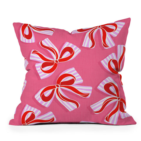 Dominique Vari Words Ditsy Kitsch Ribbons and bows Throw Pillow