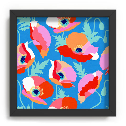 Dominique Vari Words Happy Poppies 1 Red and pink Recessed Framing Square