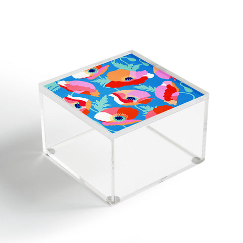 Dominique Vari Words Happy Poppies 1 Red and pink Acrylic Box