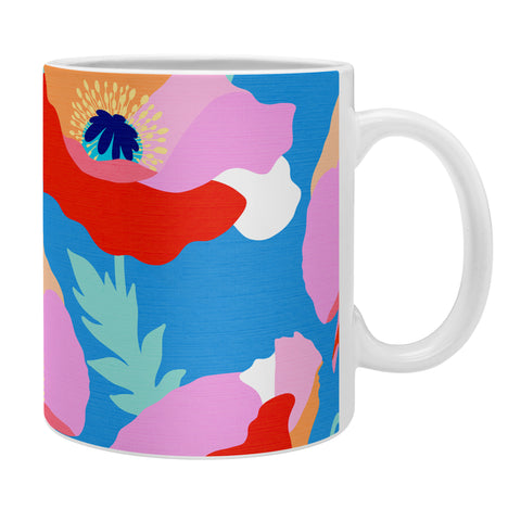Dominique Vari Words Happy Poppies 1 Red and pink Coffee Mug