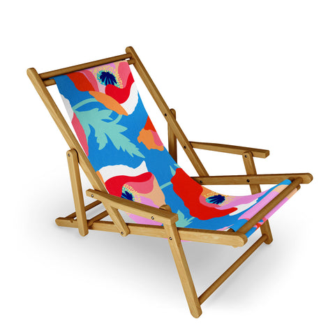 Dominique Vari Words Happy Poppies 1 Red and pink Sling Chair