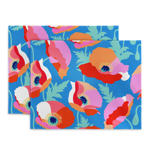 Dominique Vari Words Happy Poppies 1 Red and pink Placemat