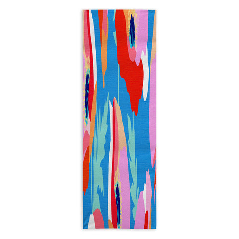 Dominique Vari Words Happy Poppies 1 Red and pink Yoga Towel