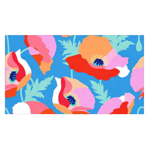 Dominique Vari Words Happy Poppies 1 Red and pink Tablecloth