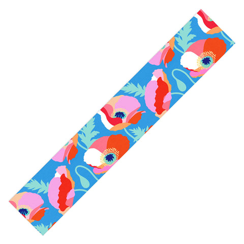 Dominique Vari Words Happy Poppies 1 Red and pink Table Runner