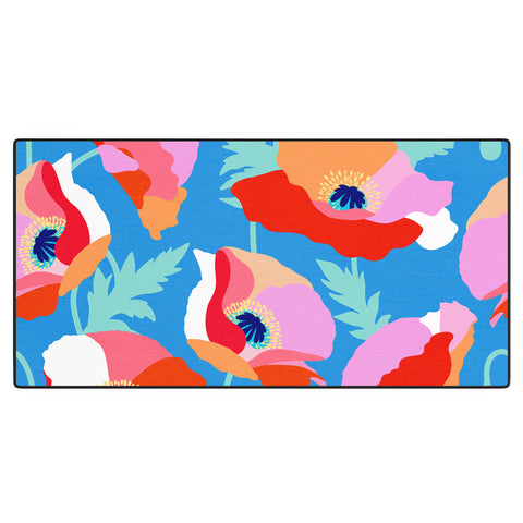 Dominique Vari Words Happy Poppies 1 Red and pink Desk Mat