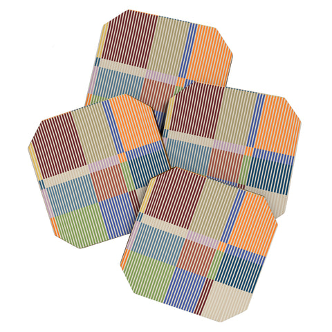 Dominique Vari Words Linear Bauhaus Pattern 3 Coaster Set