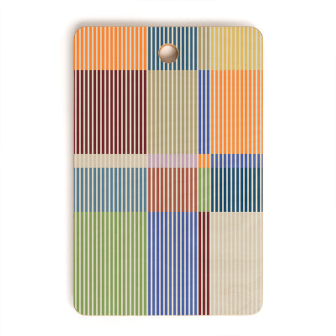 Dominique Vari Words Linear Bauhaus Pattern 3 Cutting Board Rectangle