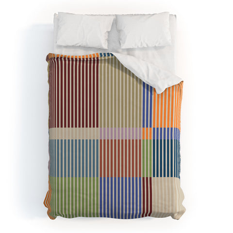 Dominique Vari Words Linear Bauhaus Pattern 3 Duvet Cover