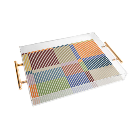 Dominique Vari Words Linear Bauhaus Pattern 3 Acrylic Tray