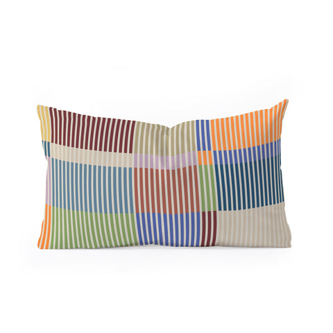 Dominique Vari Words Linear Bauhaus Pattern 3 Oblong Throw Pillow
