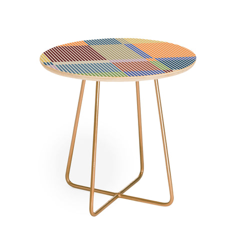 Dominique Vari Words Linear Bauhaus Pattern 3 Round Side Table