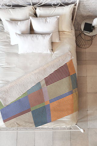 Dominique Vari Words Linear Bauhaus Pattern 3 Fleece Throw Blanket