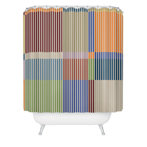 Dominique Vari Words Linear Bauhaus Pattern 3 Shower Curtain