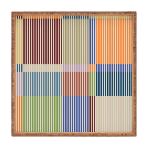 Dominique Vari Words Linear Bauhaus Pattern 3 Square Tray