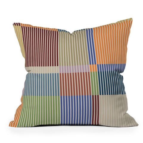 Dominique Vari Words Linear Bauhaus Pattern 3 Outdoor Throw Pillow