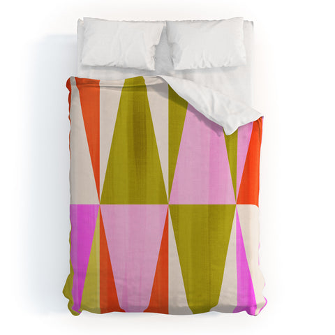 Dominique Vari Words Mid Mod Diamond Pattern 1 Duvet Cover