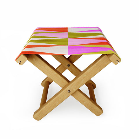 Dominique Vari Words Mid Mod Diamond Pattern 1 Folding Stool