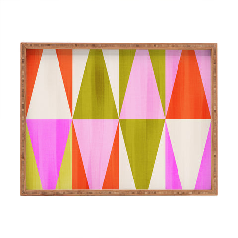 Dominique Vari Words Mid Mod Diamond Pattern 1 Rectangular Tray