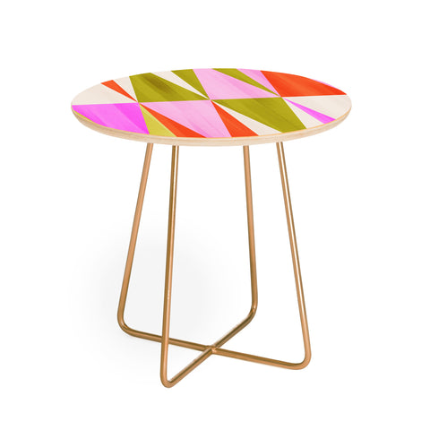 Dominique Vari Words Mid Mod Diamond Pattern 1 Round Side Table