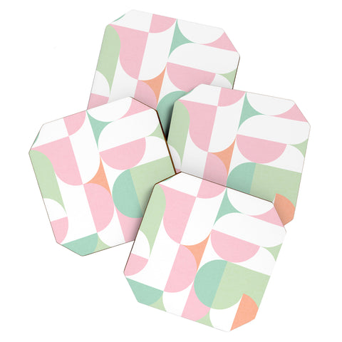 Dominique Vari Words MidMod geometric dots and shapes Coaster Set