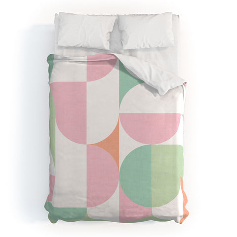 Dominique Vari Words MidMod geometric dots and shapes Duvet Cover