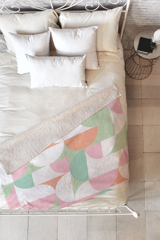 Dominique Vari Words MidMod geometric dots and shapes Fleece Throw Blanket