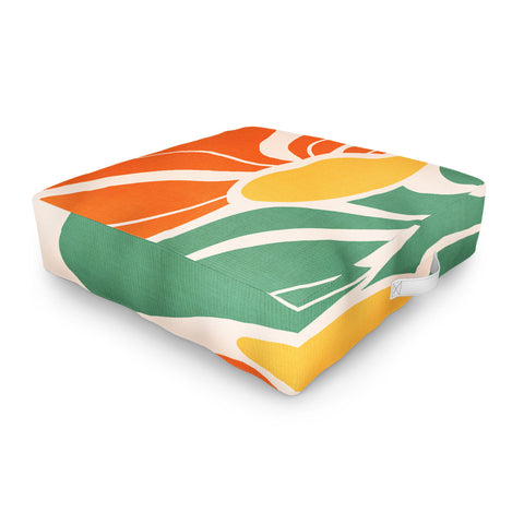 Dominique Vari Words Modern Boho Art Nouveau Floral Outdoor Floor Cushion