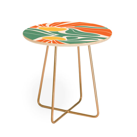 Dominique Vari Words Modern Boho Art Nouveau Floral Round Side Table