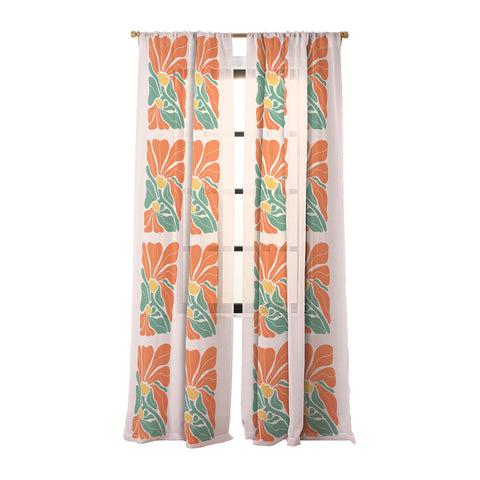 Dominique Vari Words Modern Boho Art Nouveau Floral Sheer Window Curtain