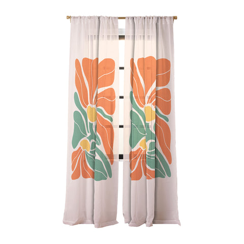 Dominique Vari Words Modern Boho Art Nouveau Floral Sheer Non Repeat