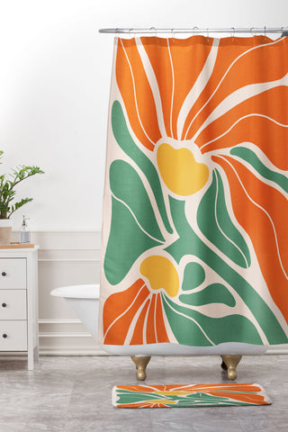 Dominique Vari Words Modern Boho Art Nouveau Floral Shower Curtain And Mat