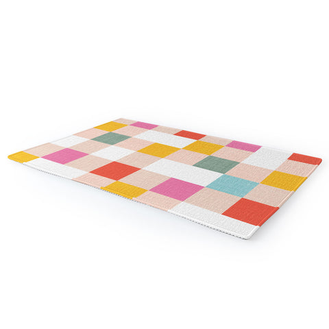 Dominique Vari Words Playful Summer Gingham Check Area Rug