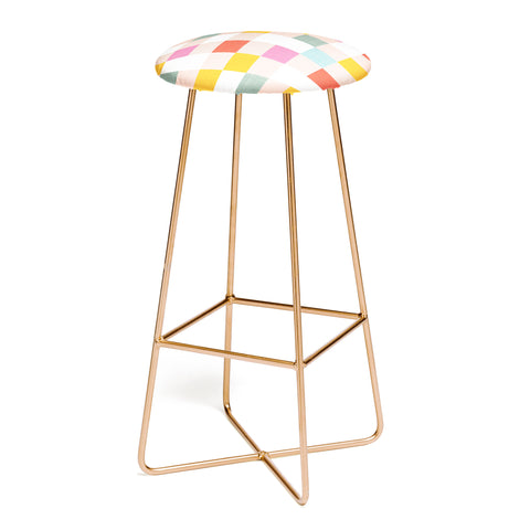 Dominique Vari Words Playful Summer Gingham Check Bar Stool