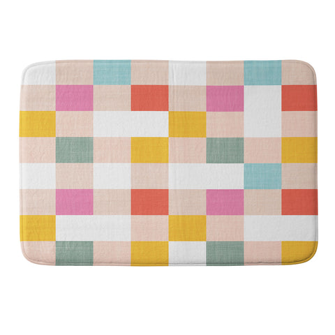 Dominique Vari Words Playful Summer Gingham Check Memory Foam Bath Mat