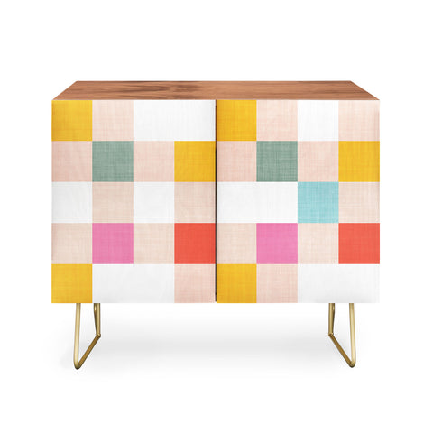 Dominique Vari Words Playful Summer Gingham Check Credenza