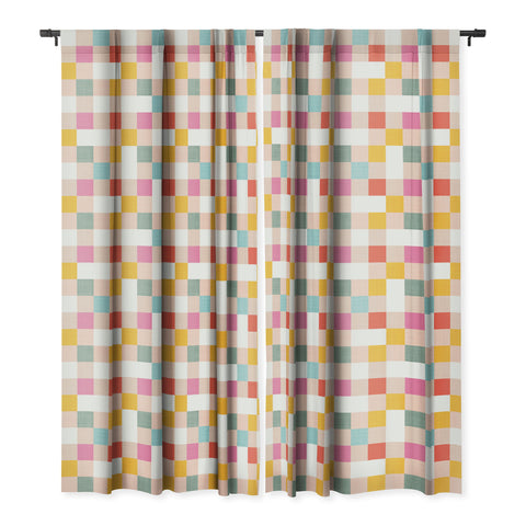 Dominique Vari Words Playful Summer Gingham Check Blackout Window Curtain