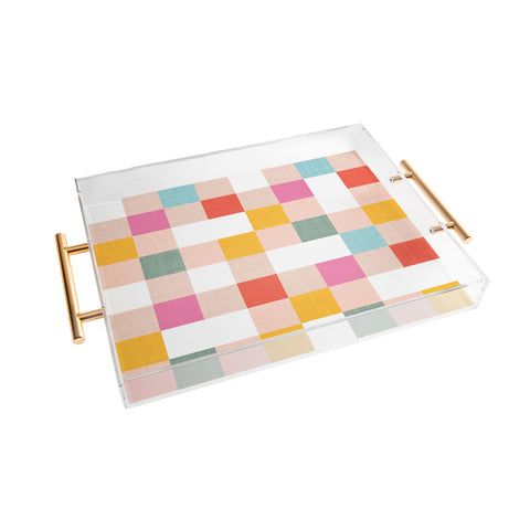 Dominique Vari Words Playful Summer Gingham Check Acrylic Tray